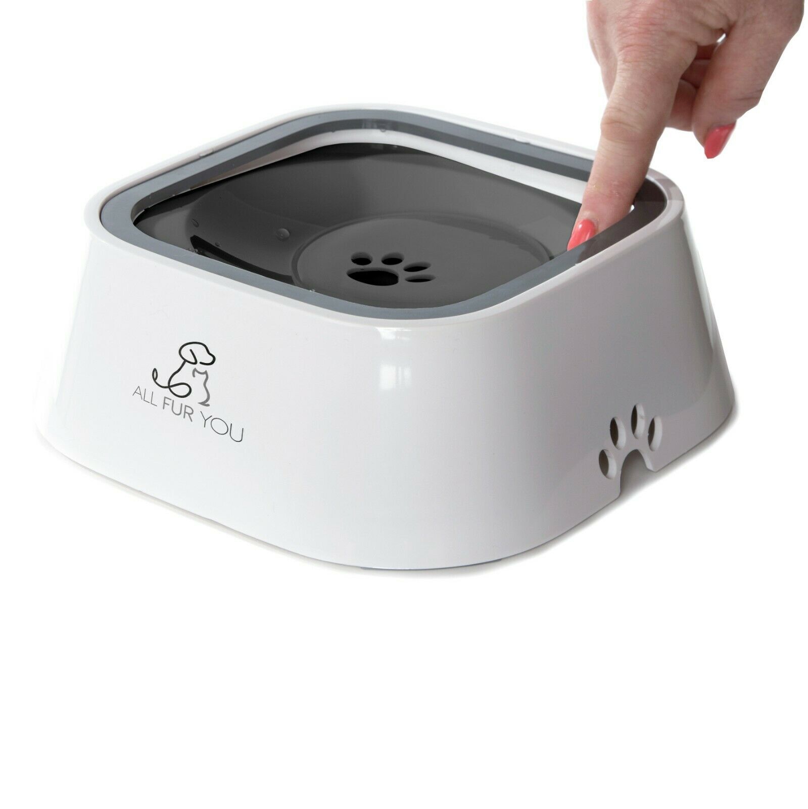 All Fur You 1Lt Anti Splash Pet  Water Bowl- Grey